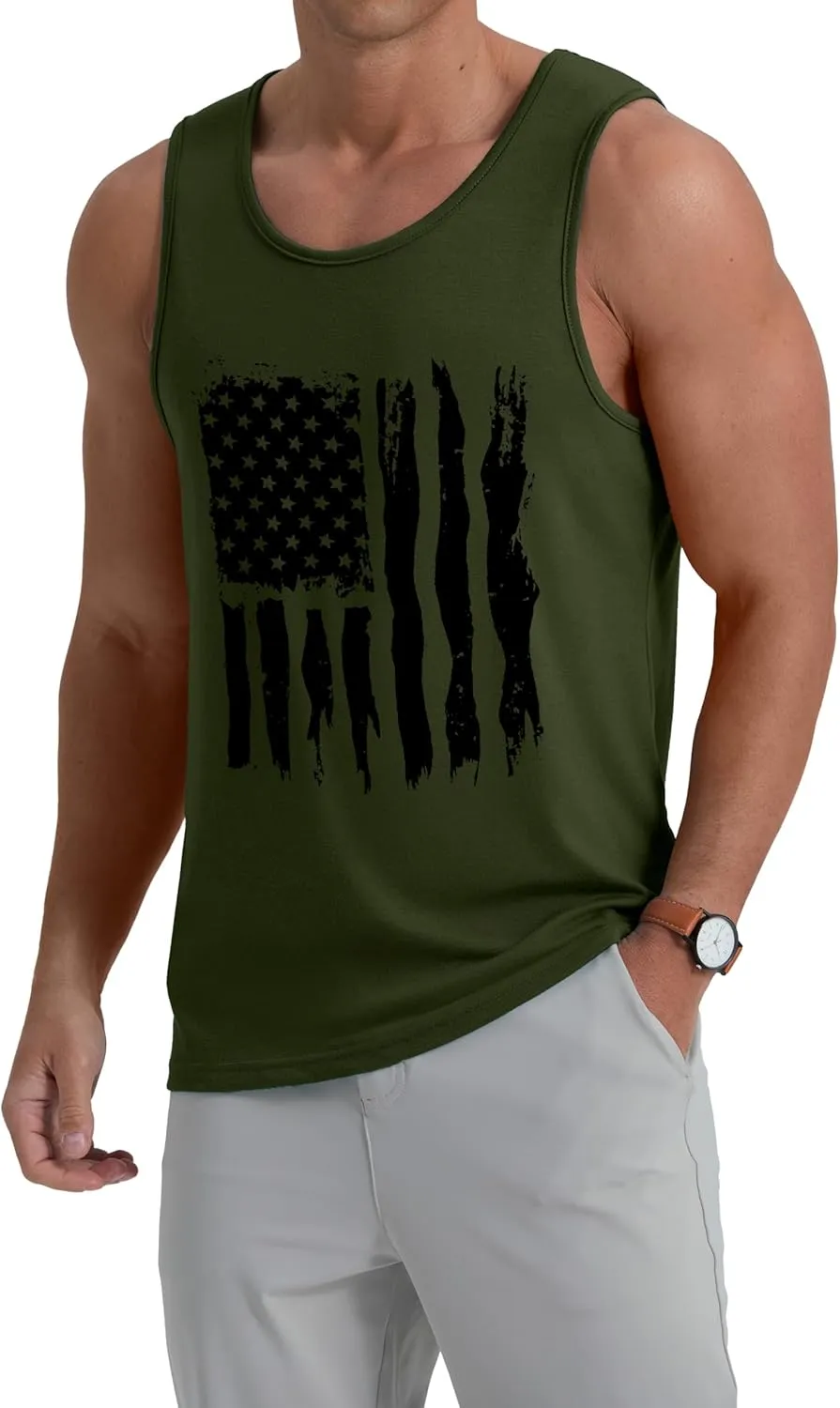 Mens Graphic Tank Tops Crewneck Gym Muscle Beach Hawaii Sleeveless Shirts