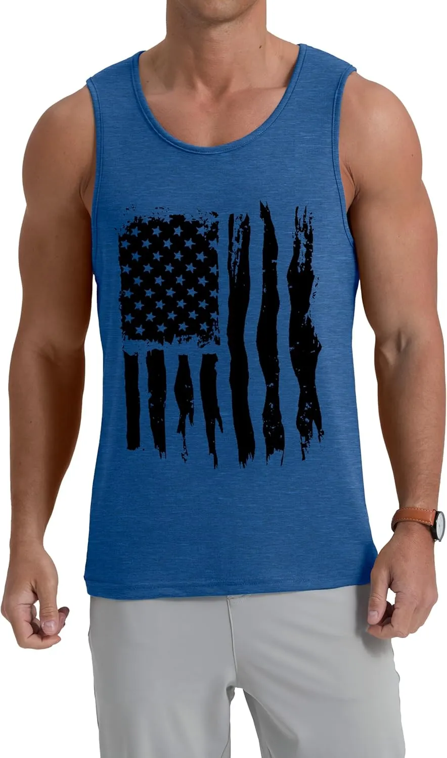 Mens Graphic Tank Tops Crewneck Gym Muscle Beach Hawaii Sleeveless Shirts