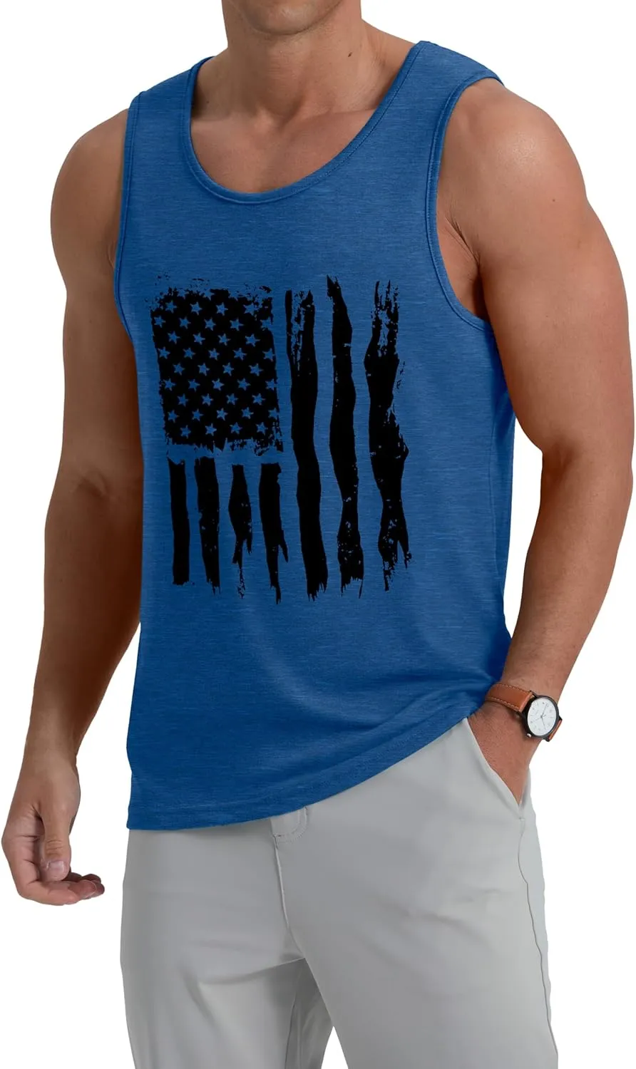 Mens Graphic Tank Tops Crewneck Gym Muscle Beach Hawaii Sleeveless Shirts