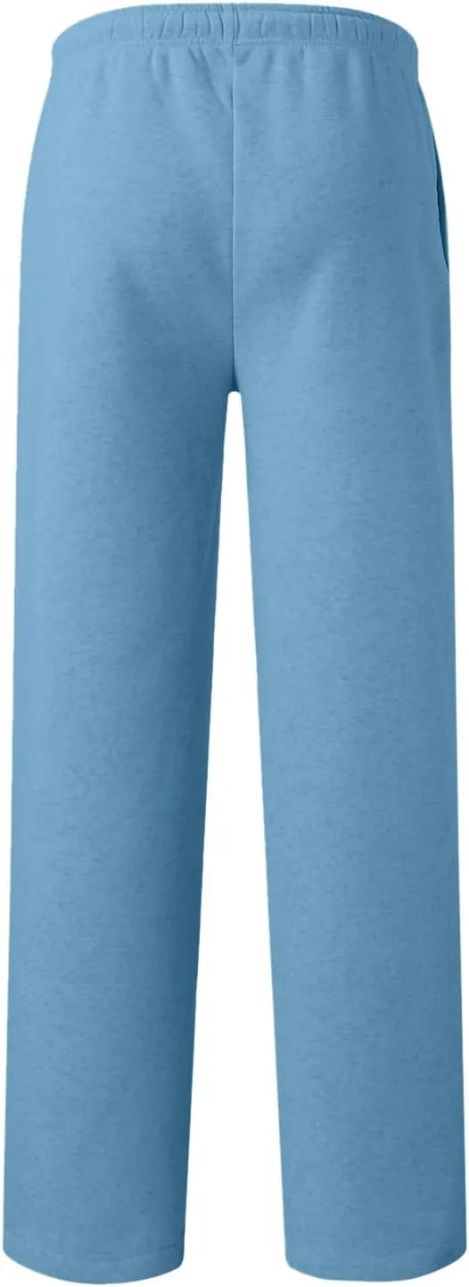Mens Heavyweight Baggy Elastic Waist Drawstring Sweatpants Fleece Cargo Sweatpants with Pockets Joggers Trousers