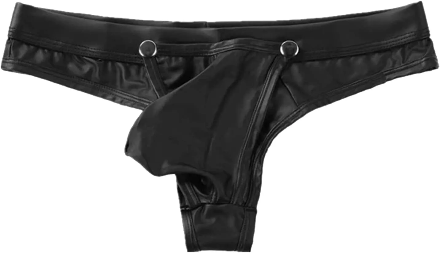 Mens Lace Thong,Male Thongs and G-Strings Sexy Four Seasons Fashion Casual Solid Color Leather Shorts Sexy