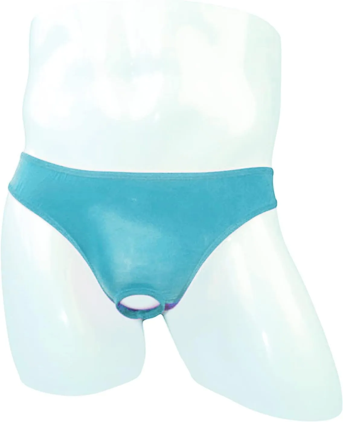 Mens Open Pouch Bikini Briefs Low Rise Ice Silk T-Back Thong with O-Ring See Through Sexy Panties Underpants