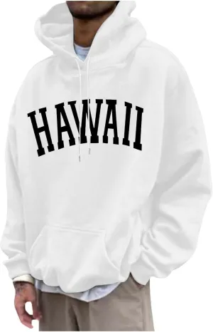 Mens Oversized Hoodie Casual Pullover Long Sleeve Hooded Sweatshirts Trendy Loose Fit Letter Print Hoodies for Men