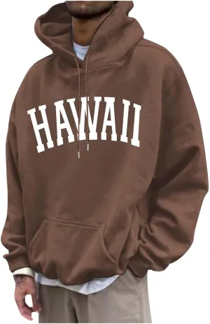 Mens Oversized Hoodie Casual Pullover Long Sleeve Hooded Sweatshirts Trendy Loose Fit Letter Print Hoodies for Men