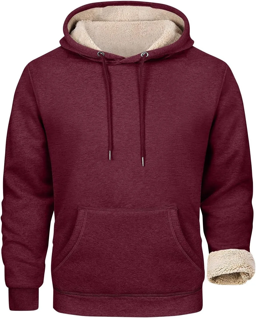Mens Sherpa Fleece Lined Hoodie Winter Warm Heavyweight Thick Hooded Sweatshirts Kangaroo Pocket Hoodies S-3XL