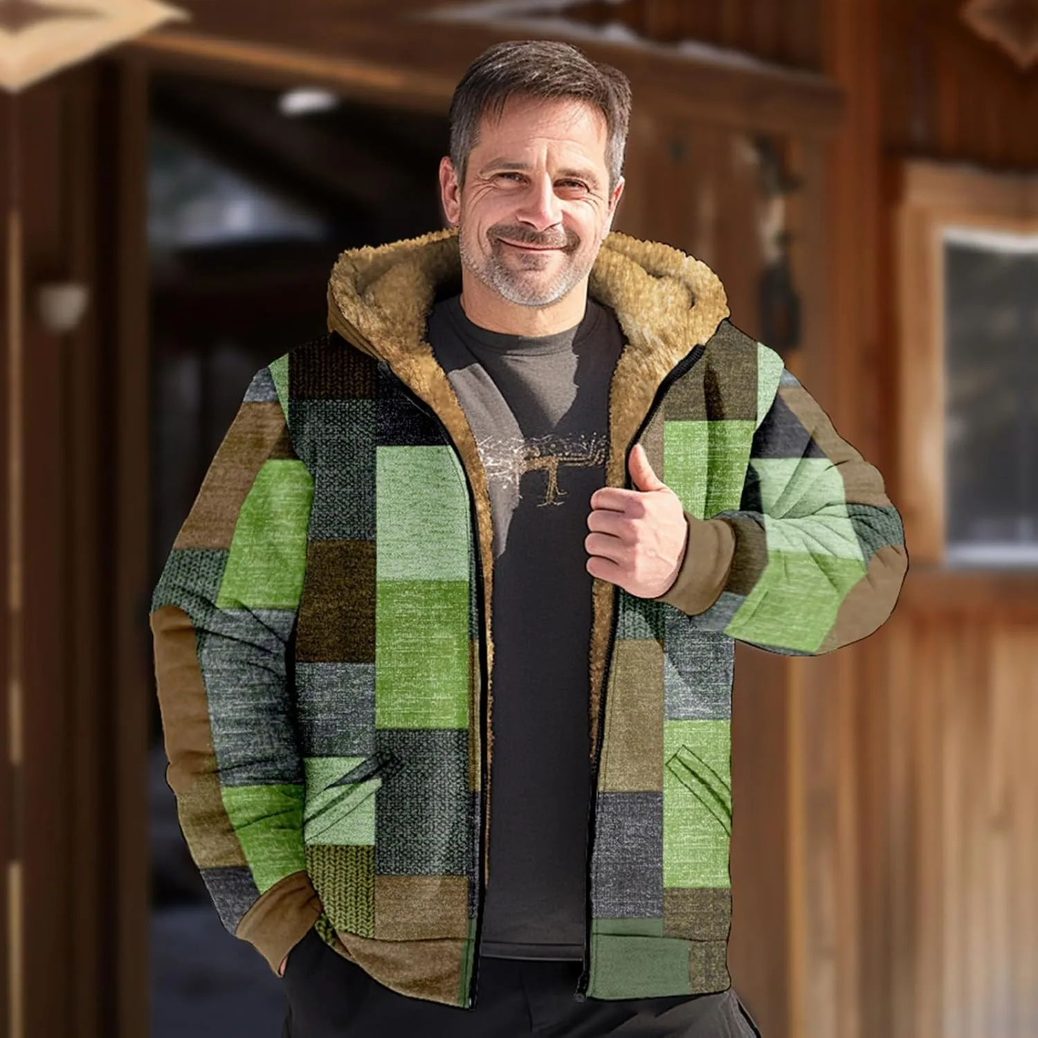 Men's Sherpa Lined Full Zip Fleece Hoodie Heavyweight Fleece Sweatshirt Thick Sherpa Lined Shirts