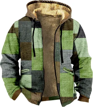 Men's Sherpa Lined Full Zip Fleece Hoodie Heavyweight Fleece Sweatshirt Thick Sherpa Lined Shirts