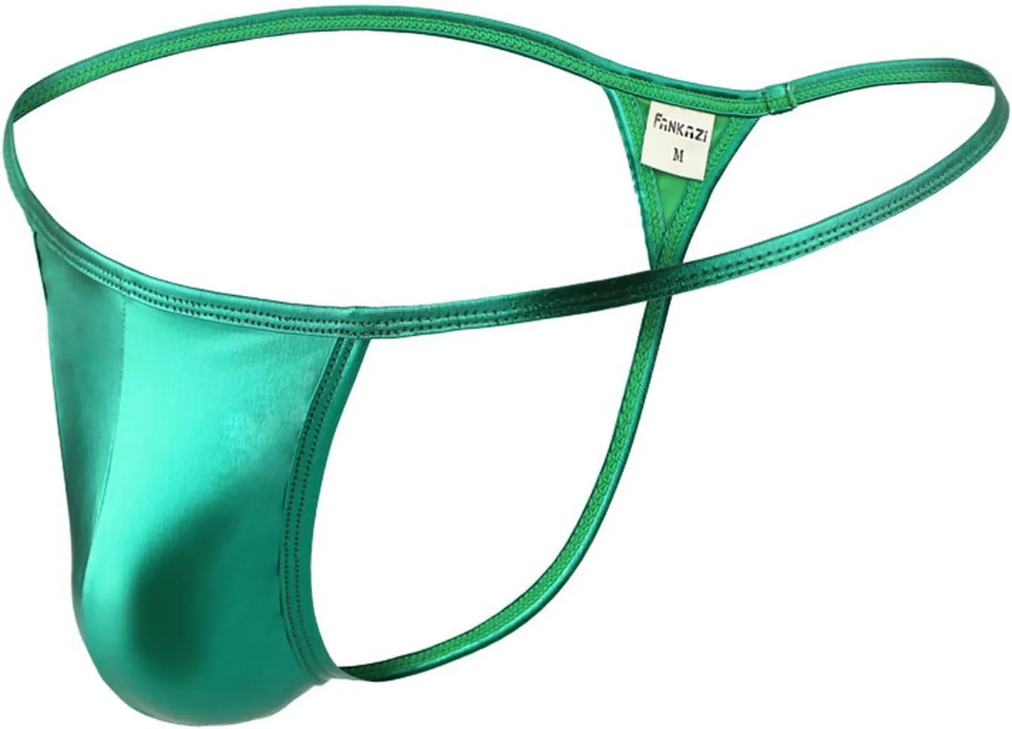 Men's Shiny Fashion Metallic Thong Briefs Male Ice Silk Underpanties