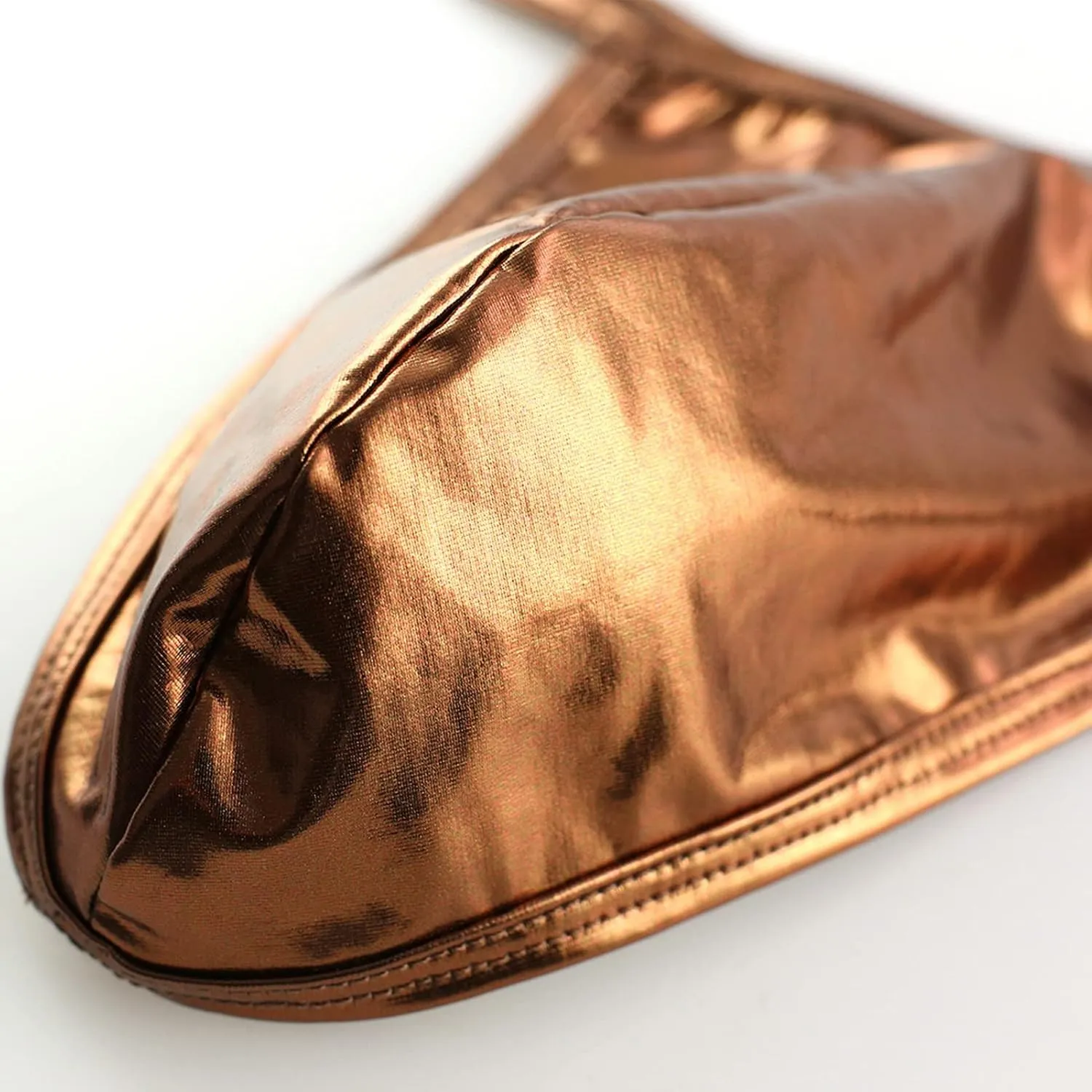 Men's Shiny Fashion Metallic Thong Briefs Male Ice Silk Underpanties