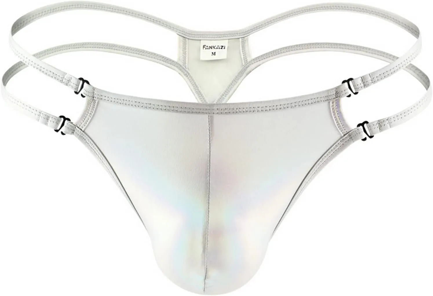Men's Shiny Metallic G-String Thong Briefs Male Ice Silk Underpanties