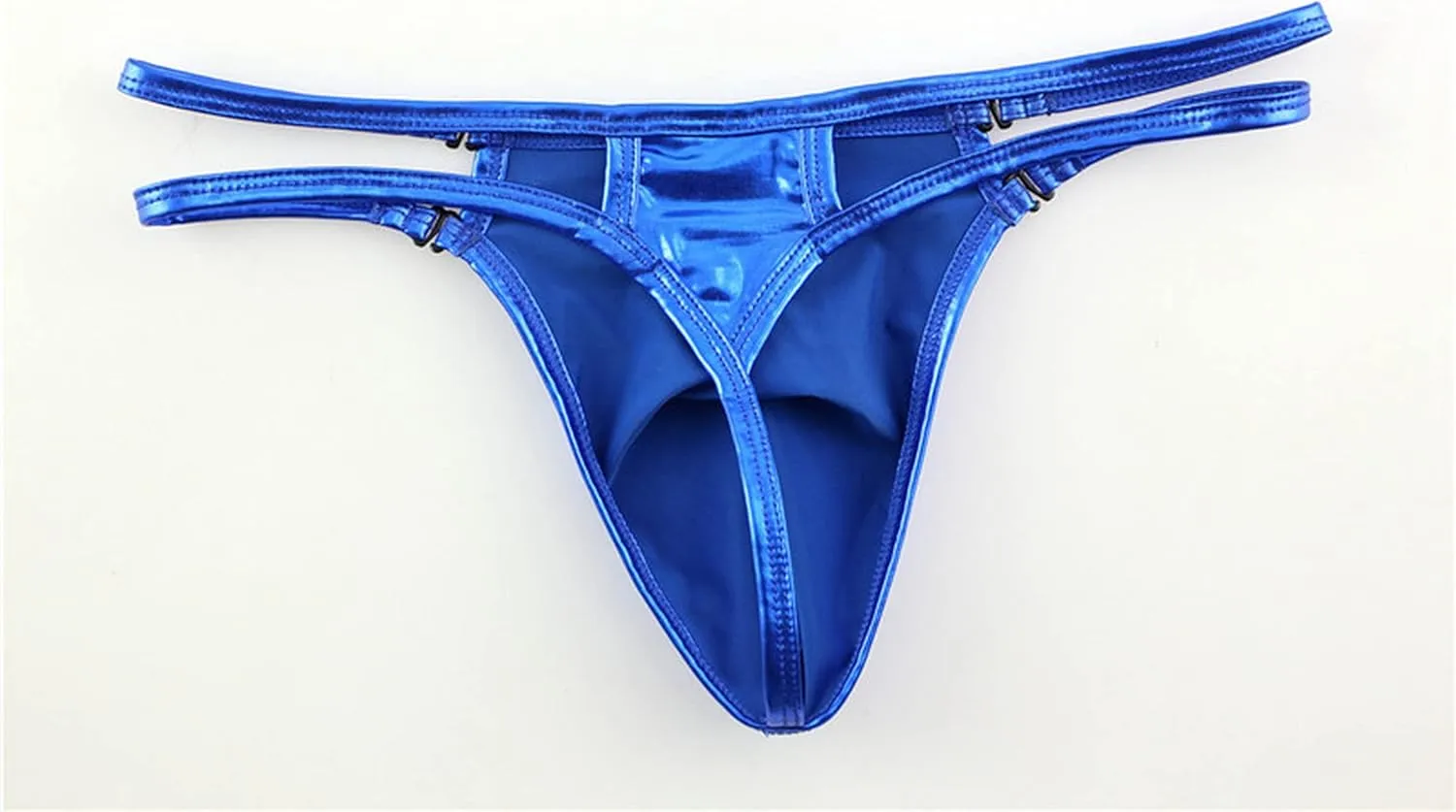 Men's Shiny Metallic G-String Thong Briefs Male Ice Silk Underpanties