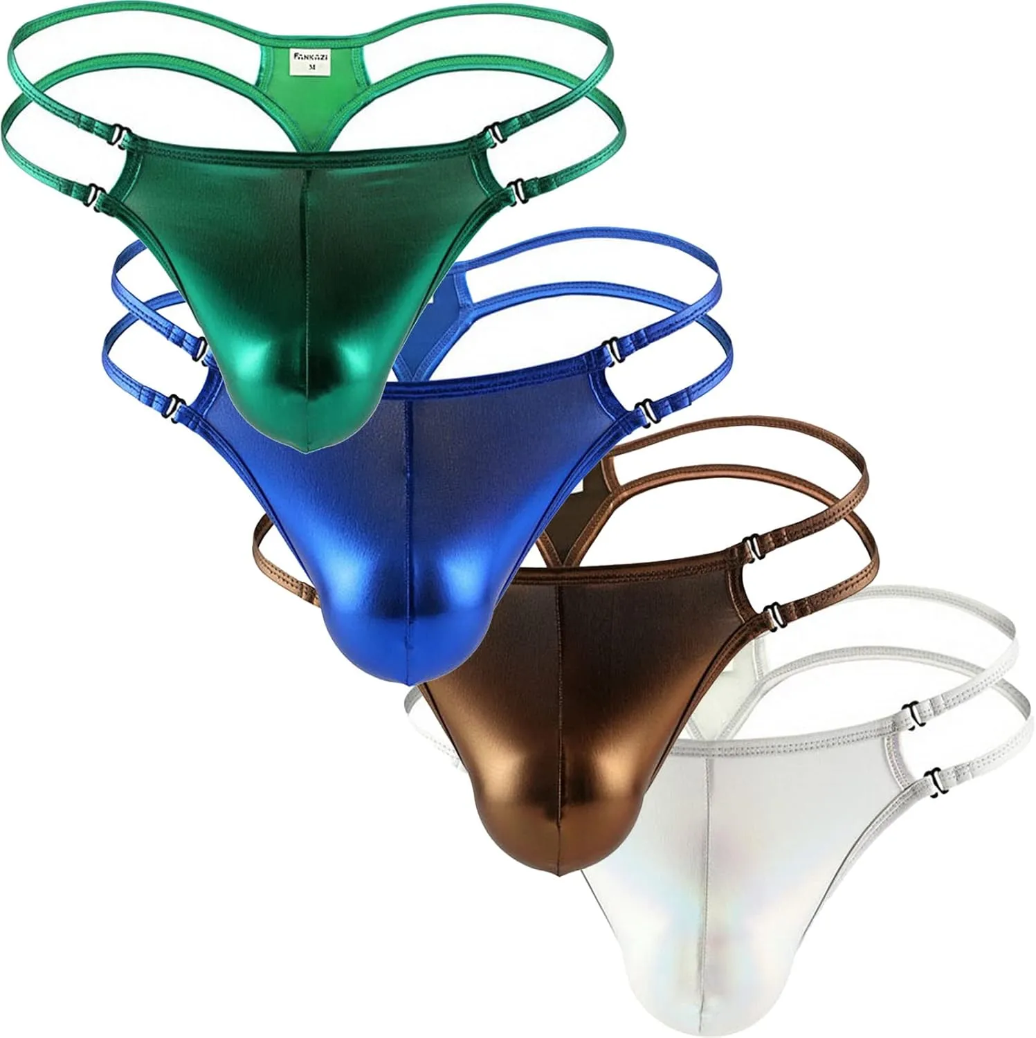 Men's Shiny Metallic G-String Thong Briefs Male Ice Silk Underpanties