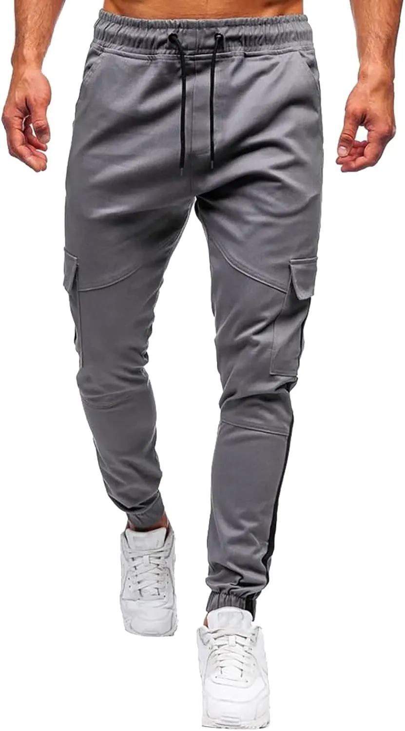 Mens Sweatpants Men's Heavyweight Fleece Cargo Sweatpants Stretch Elastic Waist Jogger Sport Pants Drawstring Sports