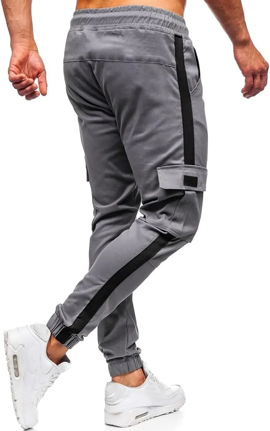 Mens Sweatpants Men's Heavyweight Fleece Cargo Sweatpants Stretch Elastic Waist Jogger Sport Pants Drawstring Sports