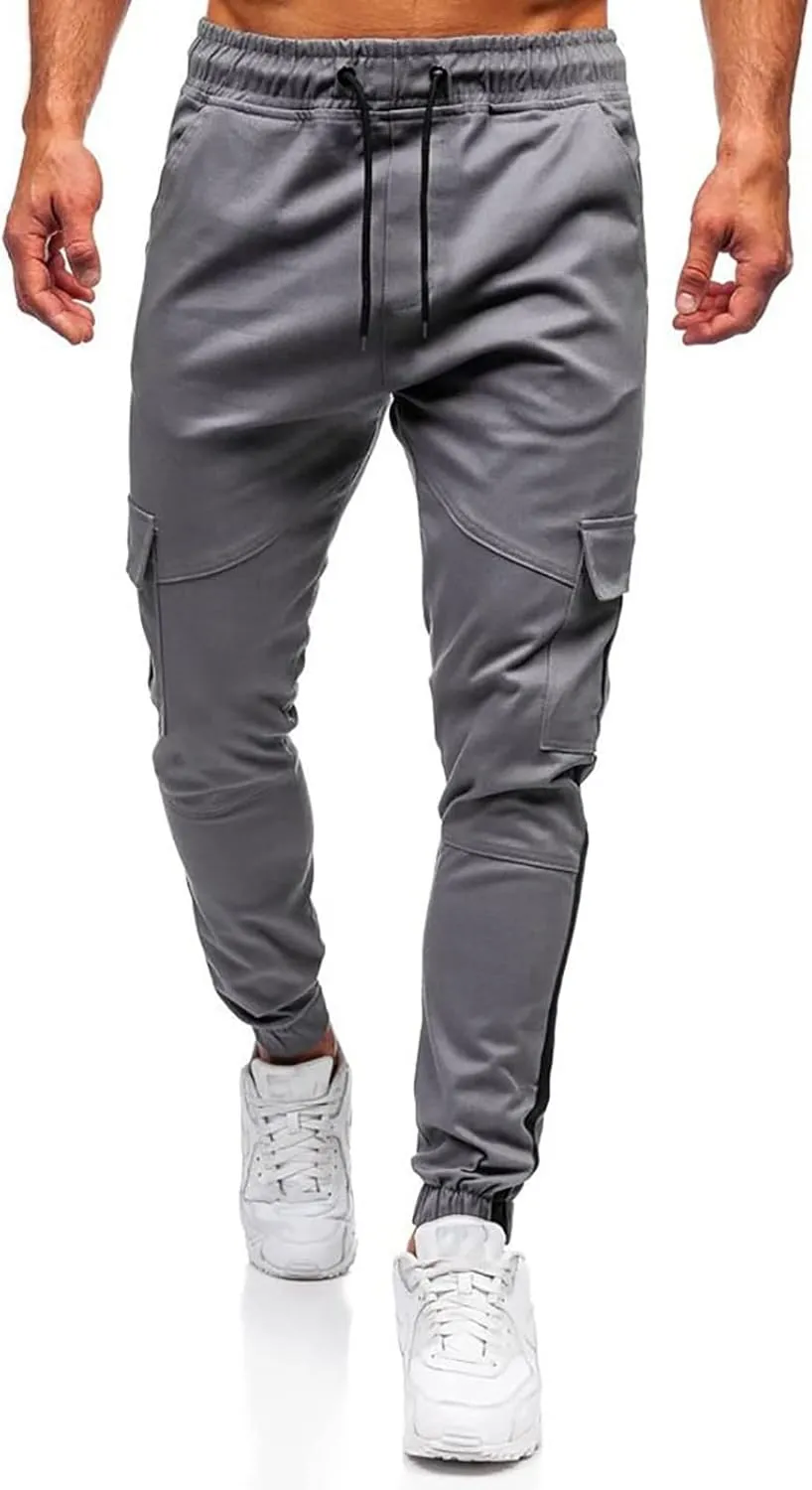 Mens Sweatpants Men's Heavyweight Fleece Cargo Sweatpants Stretch Elastic Waist Jogger Sport Pants Drawstring Sports