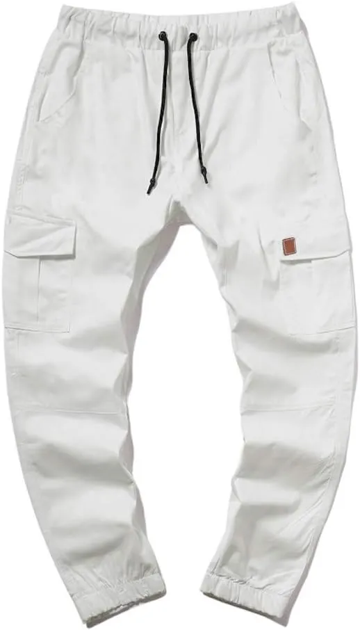 Mens Sweatpants with Pockets Casual Straight-Leg Trousers Mens Heavyweight Cargo Fleece Sweatpants Stretch Elastic