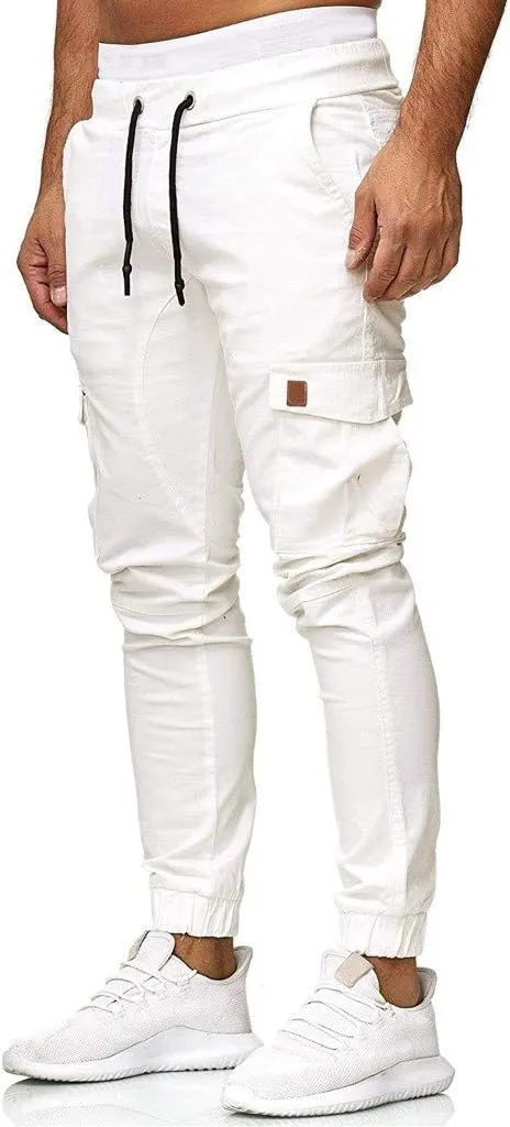 Mens Sweatpants with Pockets Casual Straight-Leg Trousers Mens Heavyweight Cargo Fleece Sweatpants Stretch Elastic