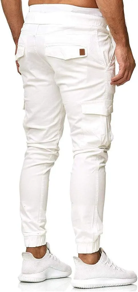 Mens Sweatpants with Pockets Casual Straight-Leg Trousers Mens Heavyweight Cargo Fleece Sweatpants Stretch Elastic