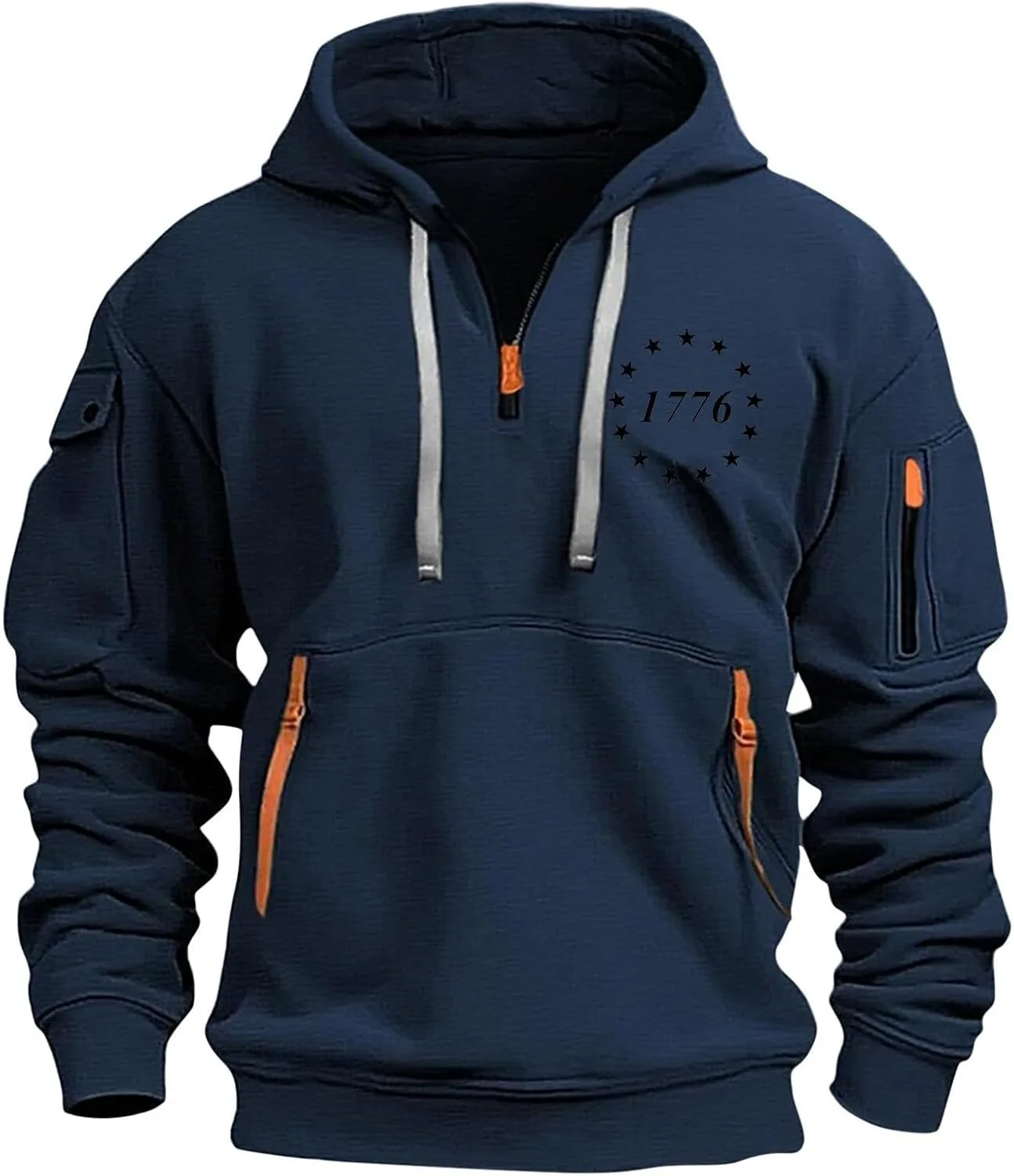 Men's Sweatshirt 1/4 Zip Gym Athletic Soft Drawstring Mens Hoodie Lightweight Basic Sweatshirt with Pockets