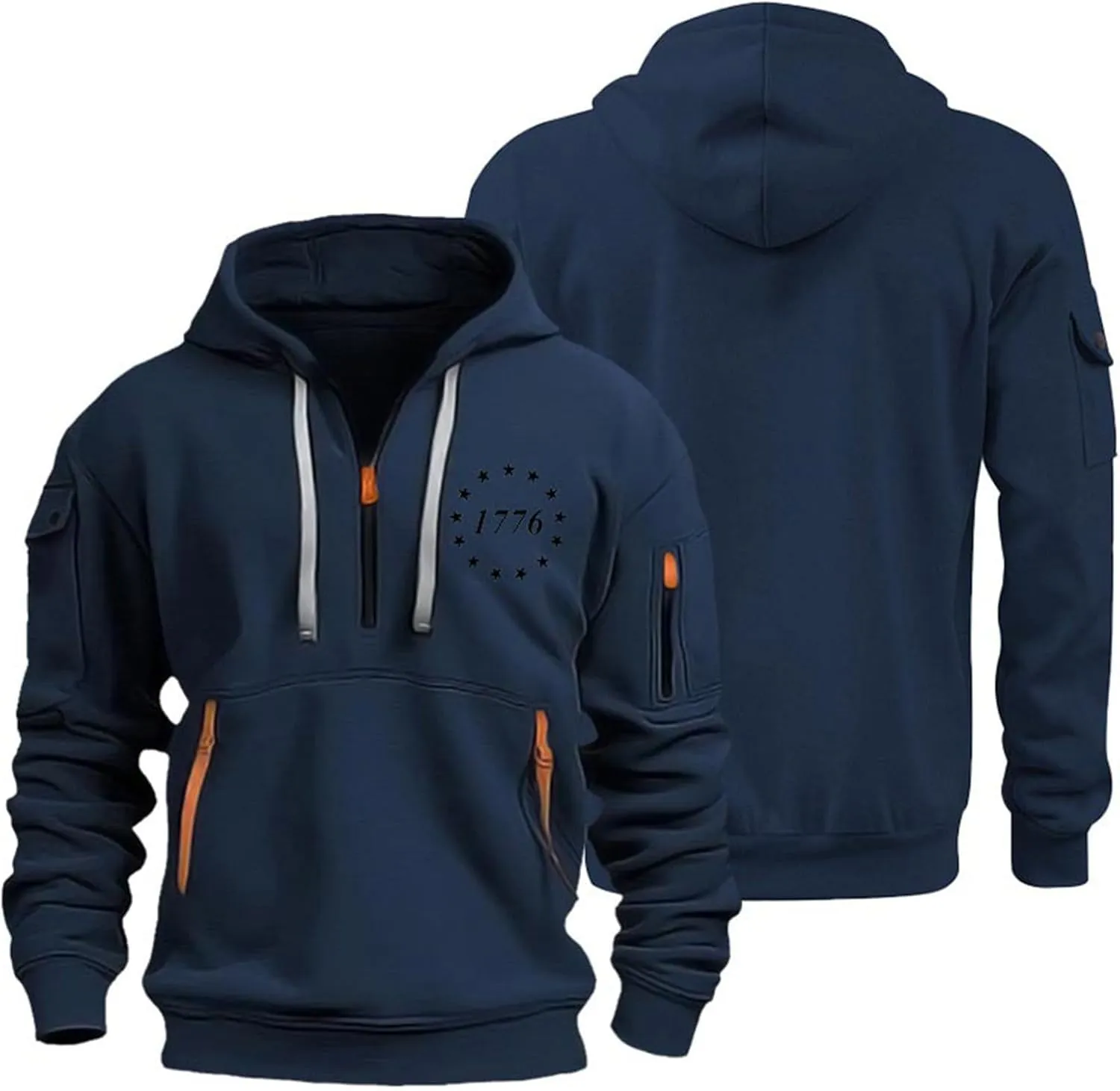 Men's Sweatshirt 1/4 Zip Gym Athletic Soft Drawstring Mens Hoodie Lightweight Basic Sweatshirt with Pockets