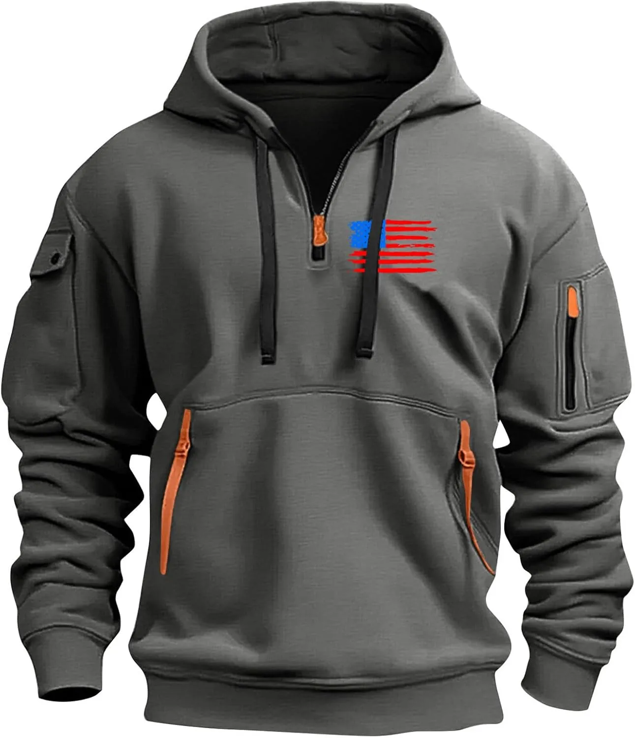 Men's Sweatshirt 1/4 Zip Gym Athletic Soft Drawstring Mens Hoodie Lightweight Basic Sweatshirt with Pockets