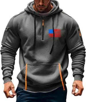 Men's Sweatshirt 1/4 Zip Gym Athletic Soft Drawstring Mens Hoodie Lightweight Basic Sweatshirt with Pockets