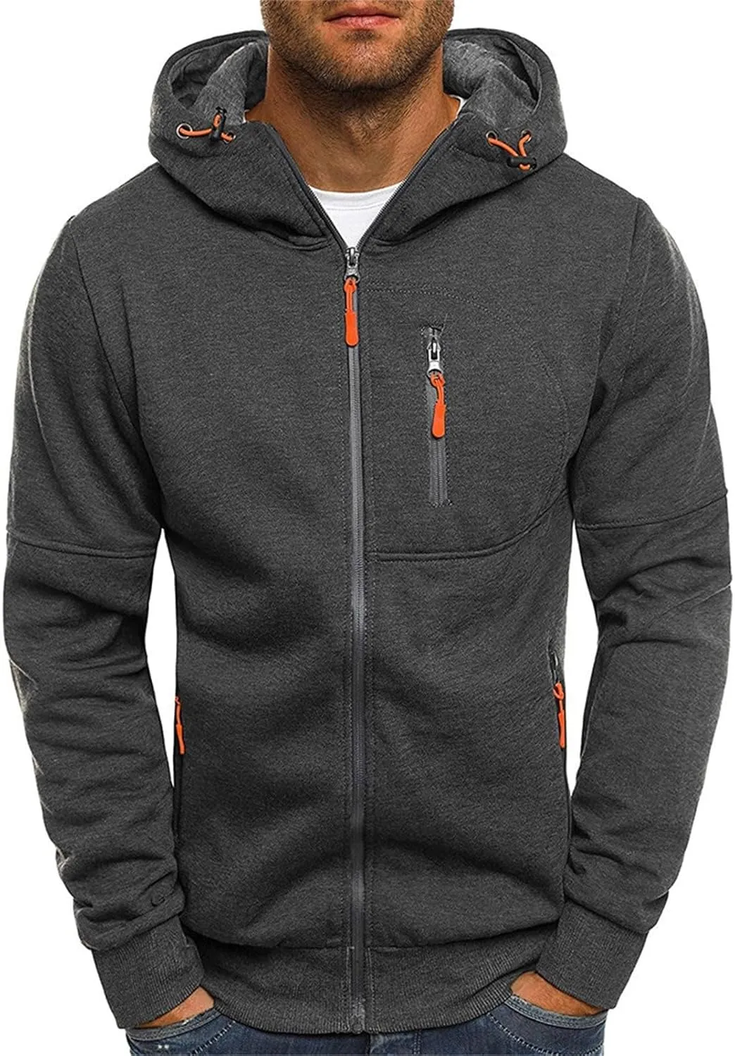 Mens Ultimate Full-Zip Hoodie Men's Spring And Autumn Long Sleeve Half Zip Hoodie Collar Drawstring Hoodies Pullover