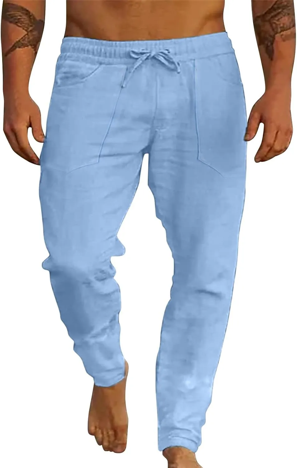 Mens Workout Cargo Sweatpants Men's Personality Casual Drawstring Multi Pocket Sweatpants Lounge Loose Workout Jogger