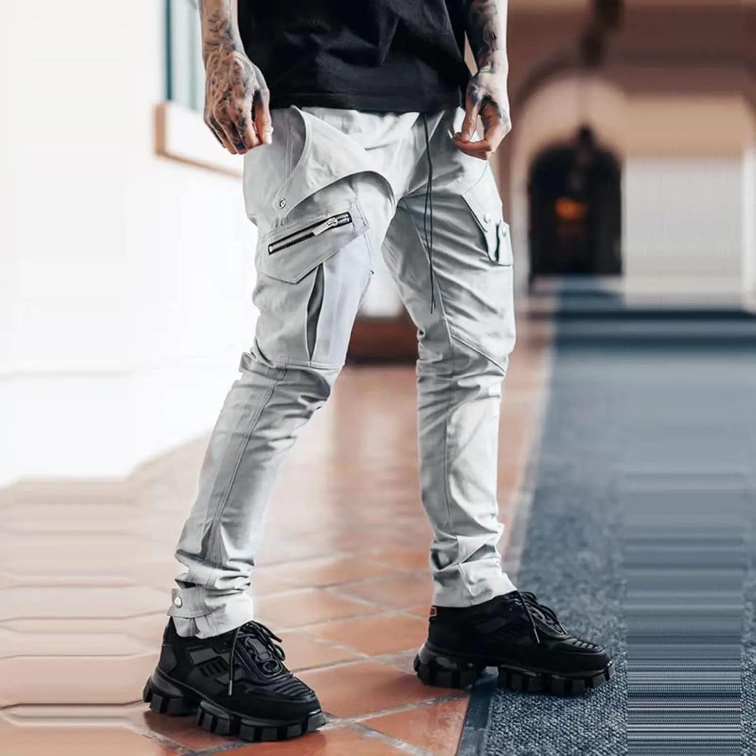 Mens Workout Cargo Sweatpants Men's Winter Fleece Pants Sherpa Lined Warm Sweatpants Active Running Jogger Outdoor