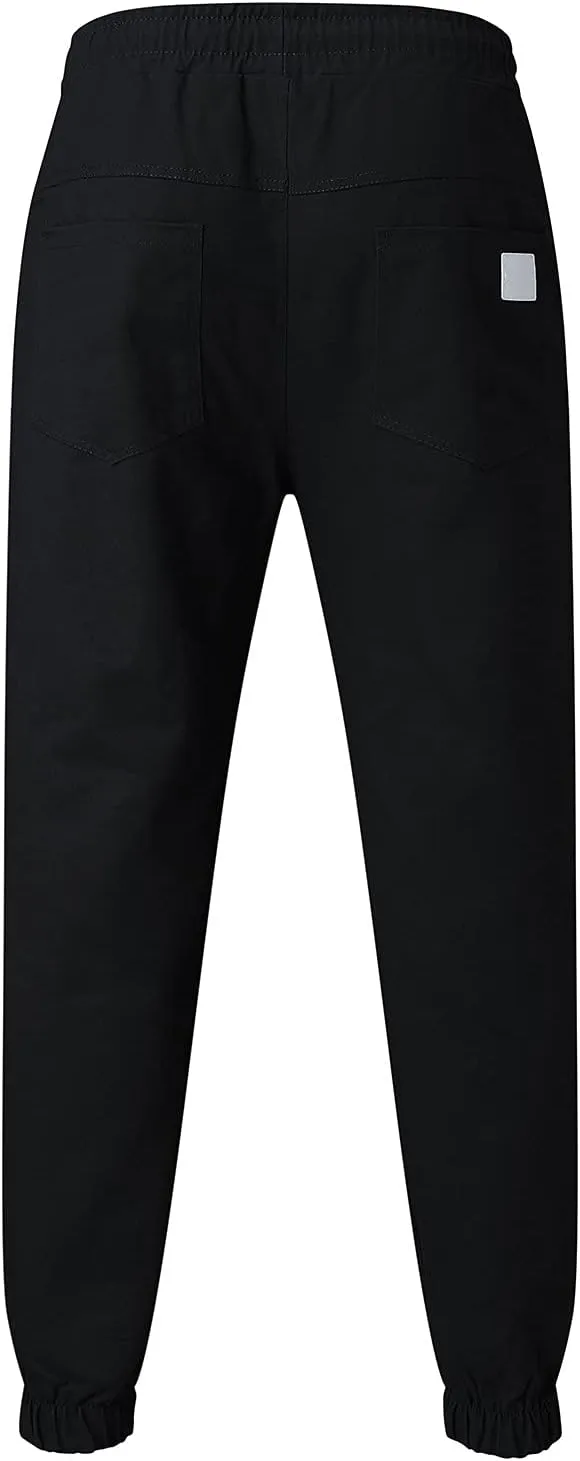 Mens Workout Cargo Sweatpants Pants Pockets Men's Pants Mens Active Athletic Sweatpants Fleece Open Bottom Drawstring
