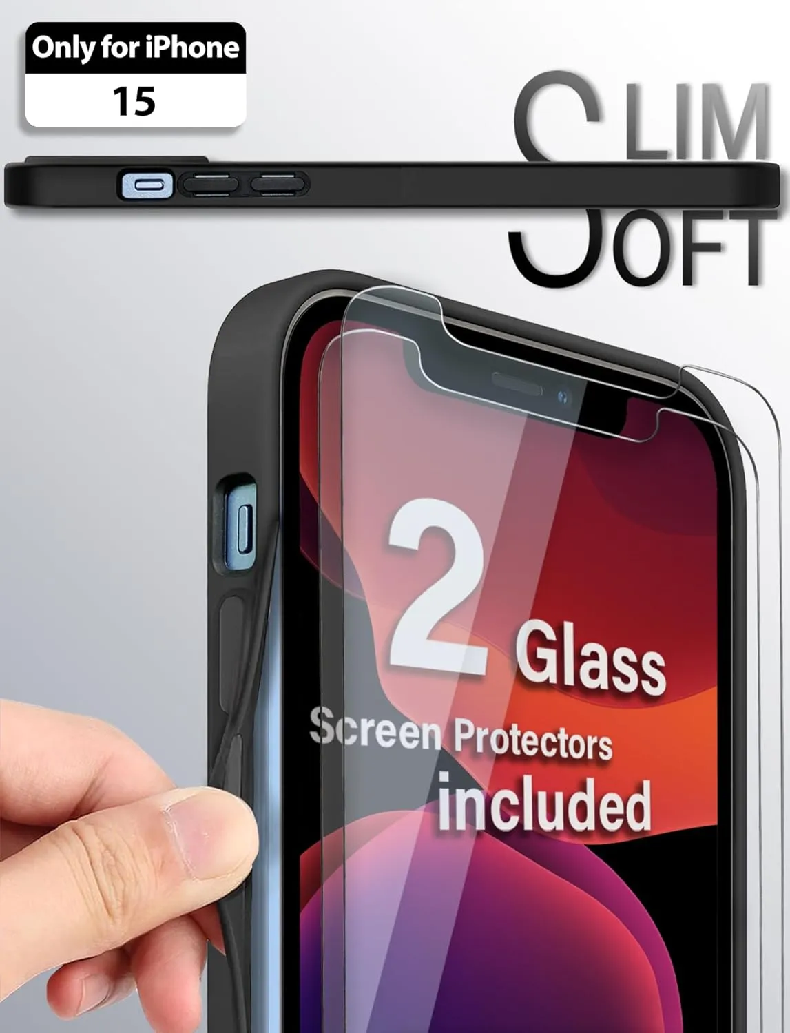 Mirror Case (for iPhone 15) with Screen Protectors (2 Pack), Shockproof Soft Corners, Bye Bye Pocket Mirror, Cute Slim case for Girls, Womens