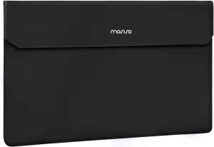 MOSISO Portable Monitor Sleeve 16.1 inch, Carrying Case for 15.6-16.1 inch Portable Displays, Laptop Display Bag with Front Pocket, PU Leather Case for Travel Monitor, Black