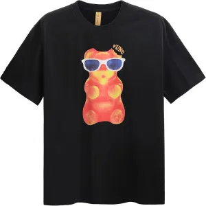 Mr.Color Mens Gummy Bear Graphic T-Shirt  Funny Y2K Streetwear Tee Oversized Unisex Fit Summer Casual Top  Black