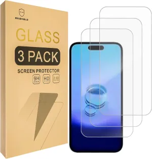 Mr.Shield Screen Protector compatible with iPhone 16 / iPhone 15 [6.1 Inch] [Tempered Glass] [3-PACK] [Japan Glass with 9H Hardness]