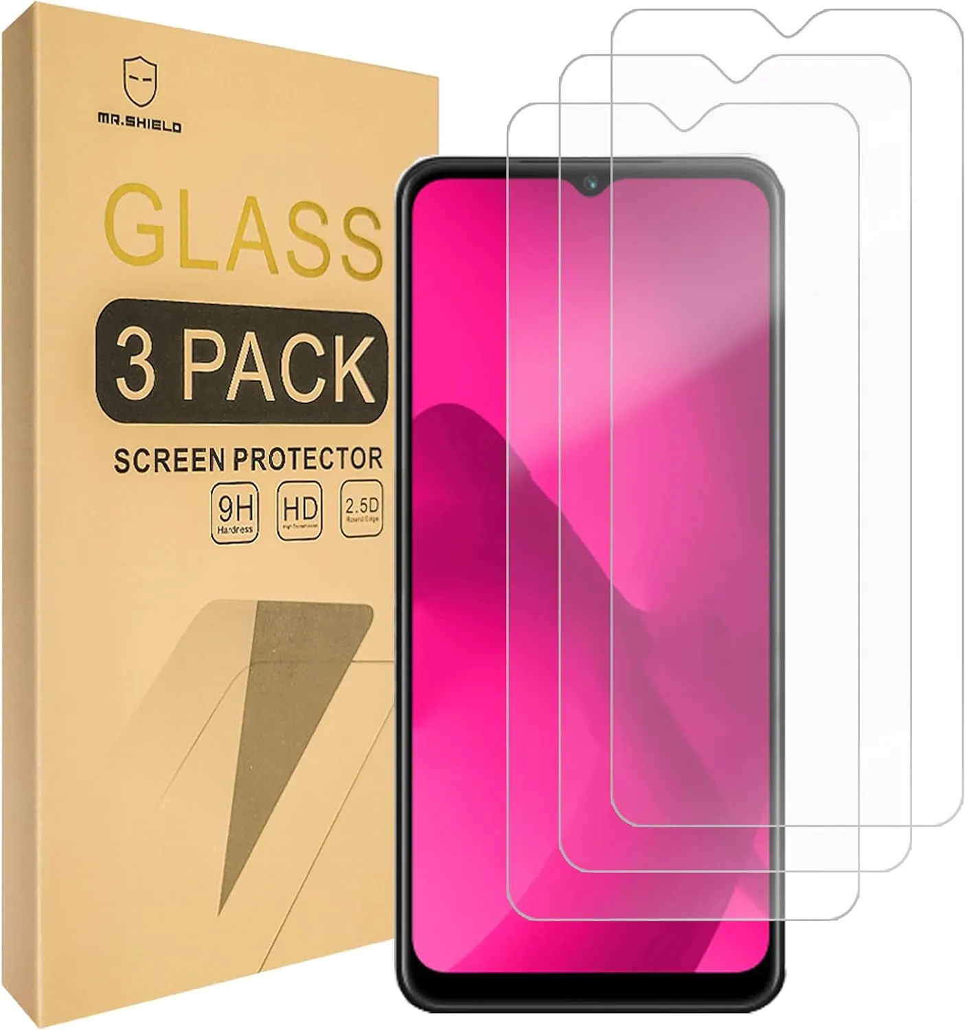 Mr.Shield Screen Protector compatible with T-Mobile (REVVL 7) 5G [Tempered Glass] [3-PACK] [Japan Glass with 9H Hardness]