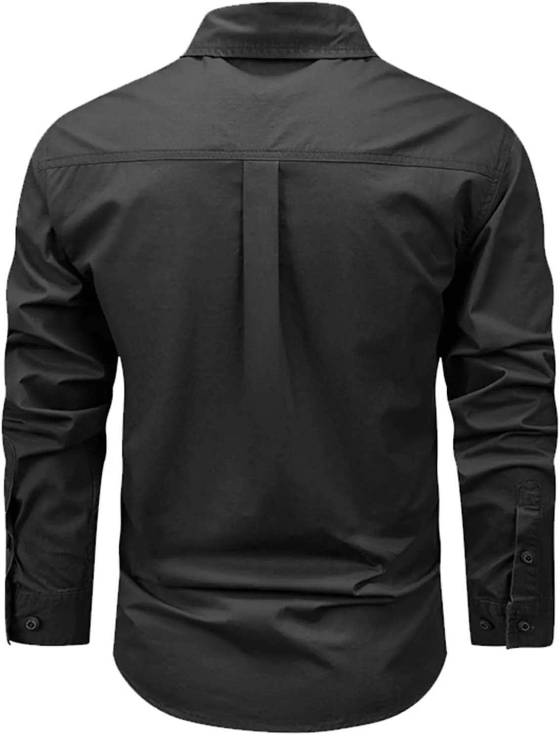 Muscularfit Cotton Shirts Jackets for Men 2024 Fashion Solid Multi Pockets Cargo T-Shirt Casual Long Sleeve Button Sweatshirt