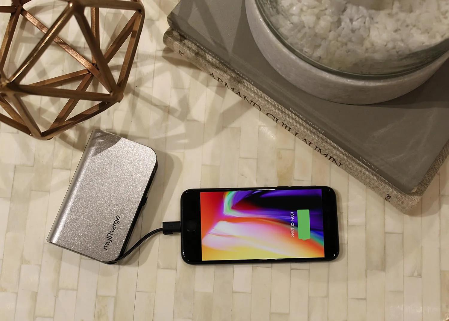 myCharge Portable Charger with Wall Plug  10050mAh Fast Charging  Power Bank for iPhone, Samsung, Android & More - External Battery Pack Portable Charger with Built-in Cables (Lightning   Micro USB)