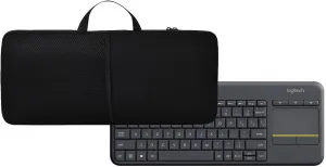 Neoprene Soft Keyboard Carrying Case Protection Sleeve with Convenient Handle and Accessory Pouch Compatible with Logitech K400 Plus Wireless Touch Keyboard