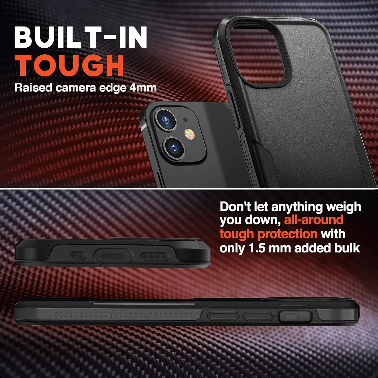 NTG Military Shockproof iPhone 12 Case [2 Layer Structure][Military Grade Anti-Drop] Hard Slim iPhone 12 Phone Case, Shockproof Protective Phone Case for iPhone 12 (6.1 inch), Black