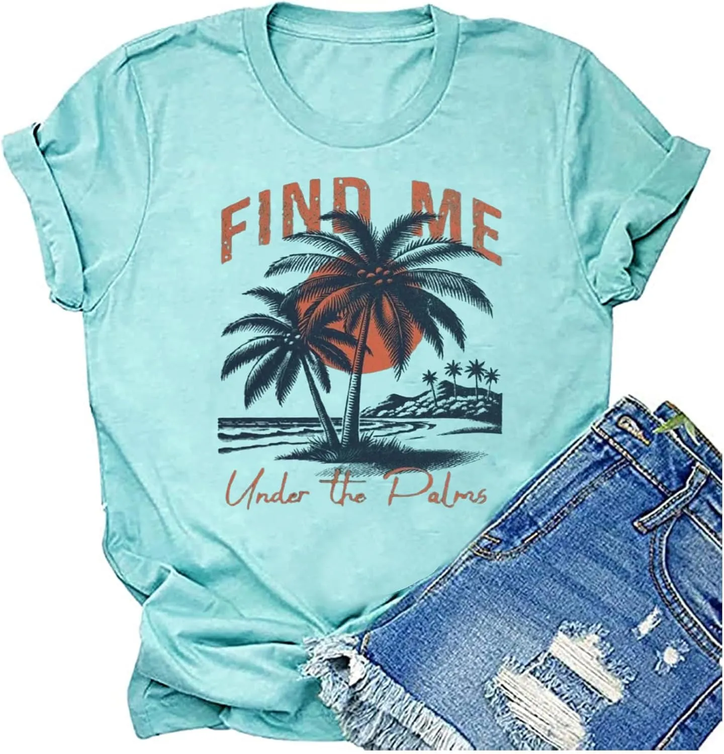 On Cruise Time Shirts for Women Palm Trees Beach Graphic Tee Tops Summer Beach Party Vacation Short Sleeve Tshirt Tops