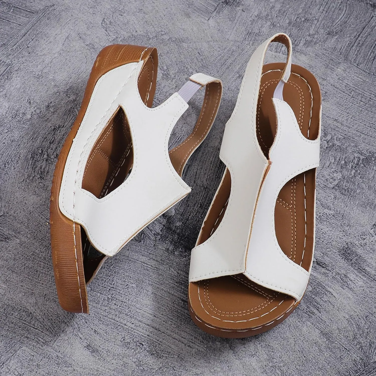 Orthopedic Sandals for Women Arch Support Comfortable Wedge Sandals Ankle Strap Open Toe Platform Slingback Summer Shoe