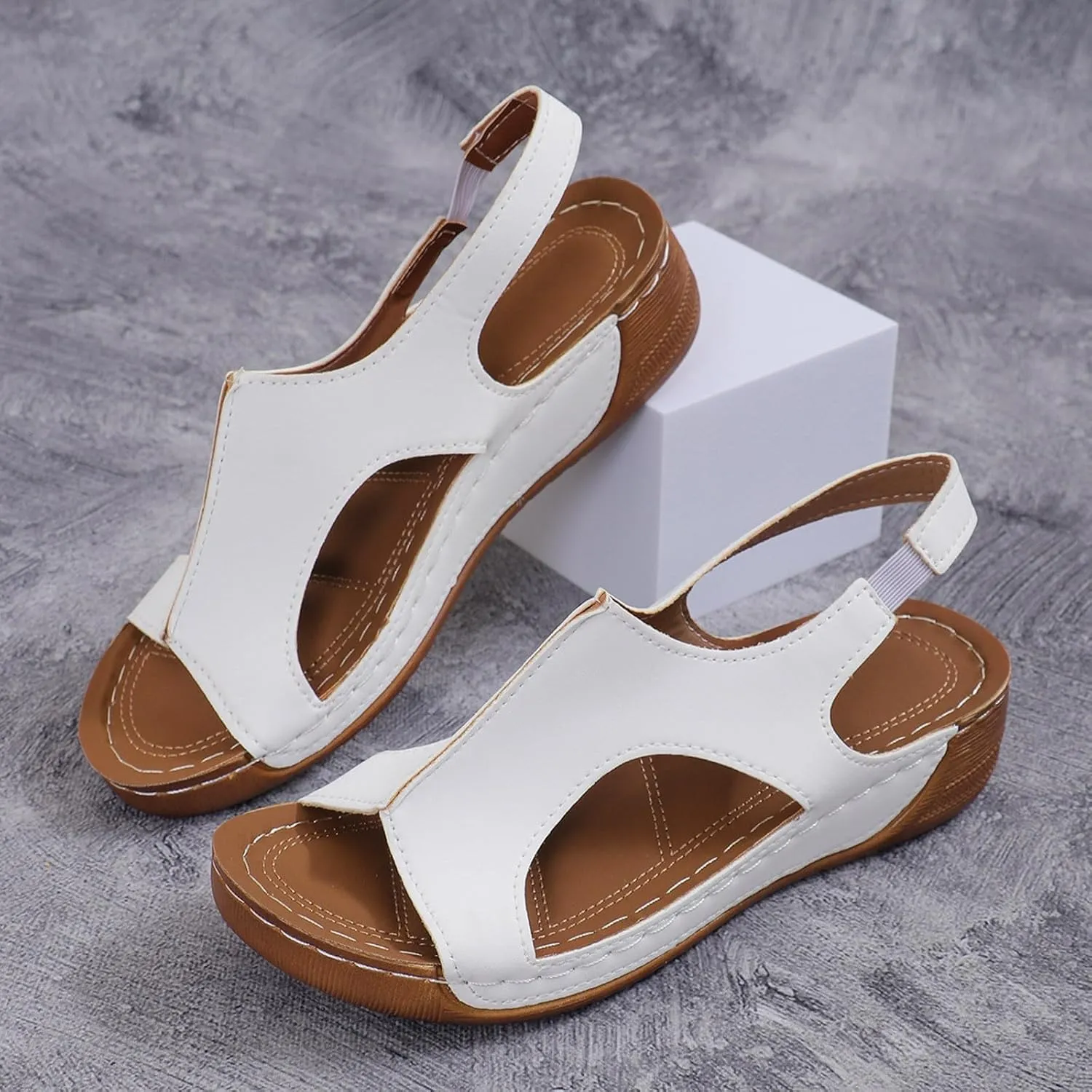 Orthopedic Sandals for Women Arch Support Comfortable Wedge Sandals Ankle Strap Open Toe Platform Slingback Summer Shoe
