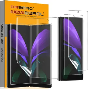 Orzero (2 Sets) Compatible for Samsung Galaxy Z Fold 2 5G, 2 Pack TPU Front Screen Protector and 2 Pack Inner Screen Protector High Definition Bubble-Free (Not for Z Fold 3 2021)