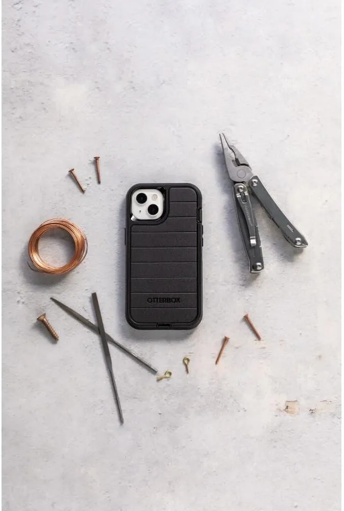 OtterBox iPhone 14 Plus (Only) - Defender Series Screenless Edition Case - Rain Check (Blue) - Case Only - Microbial Defense Protection - Non-Retail Packaging