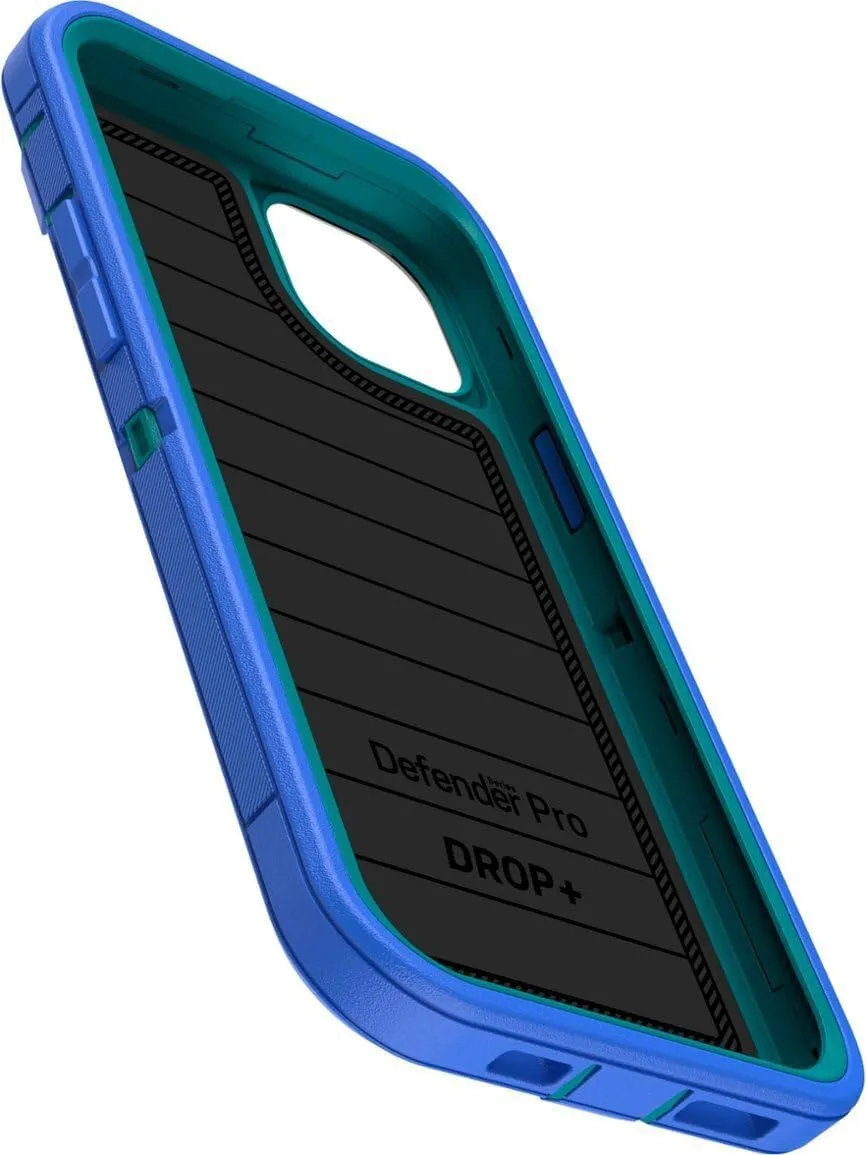 OtterBox iPhone 14 Plus (Only) - Defender Series Screenless Edition Case - Rain Check (Blue) - Case Only - Microbial Defense Protection - Non-Retail Packaging
