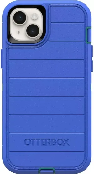 OtterBox iPhone 14 Plus (Only) - Defender Series Screenless Edition Case - Rain Check (Blue) - Case Only - Microbial Defense Protection - Non-Retail Packaging