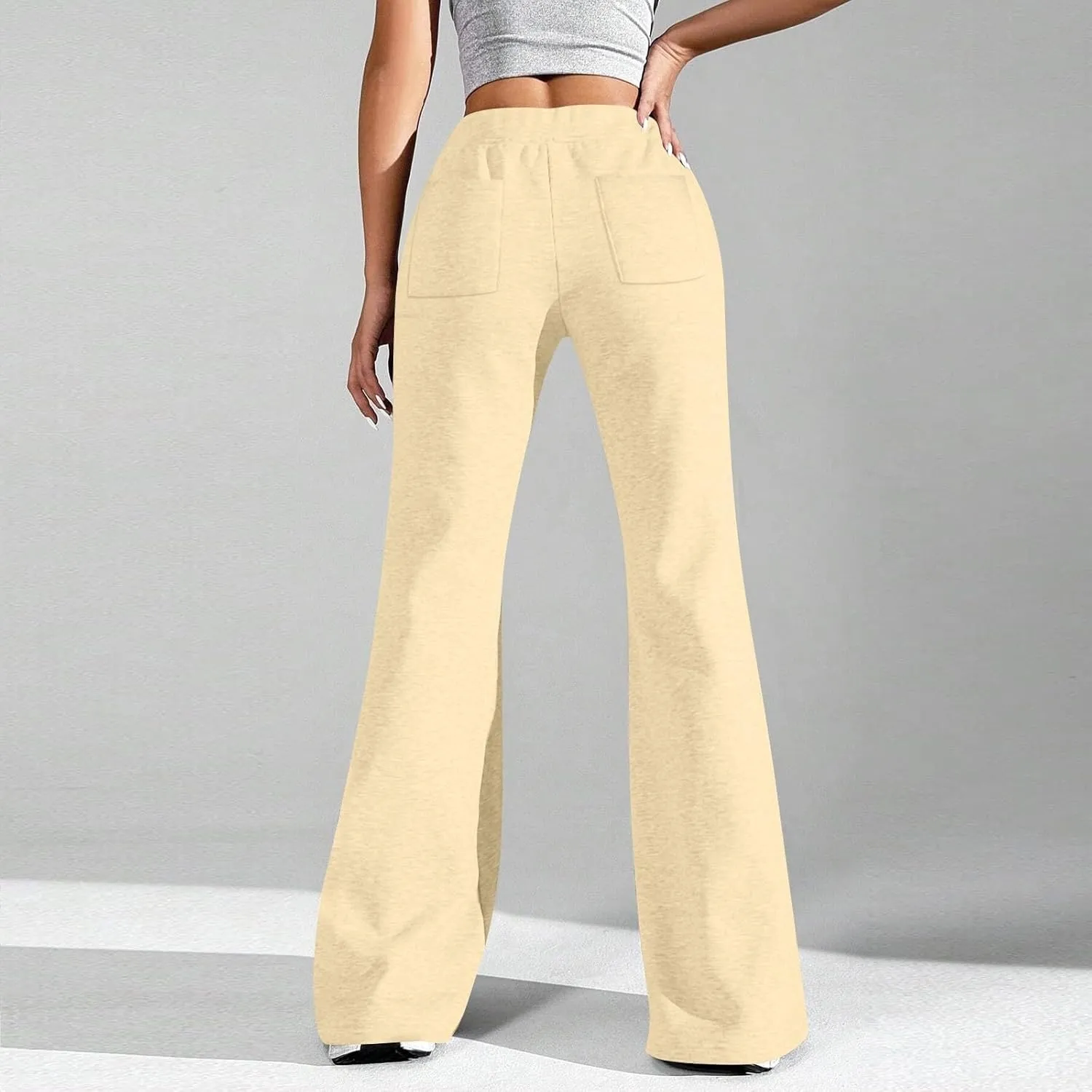 Oversized Wide Leg Sweatpants Women Elastic Drawstring Straight Leg Sweatpants Low Waisted Baggy Lounge Pants Pocket