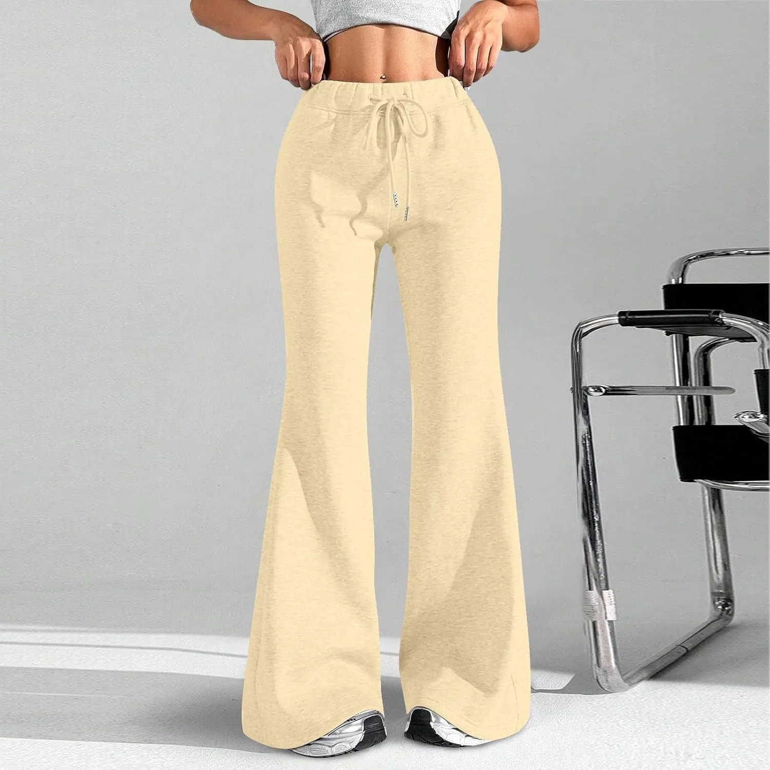 Oversized Wide Leg Sweatpants Women Elastic Drawstring Straight Leg Sweatpants Low Waisted Baggy Lounge Pants Pocket