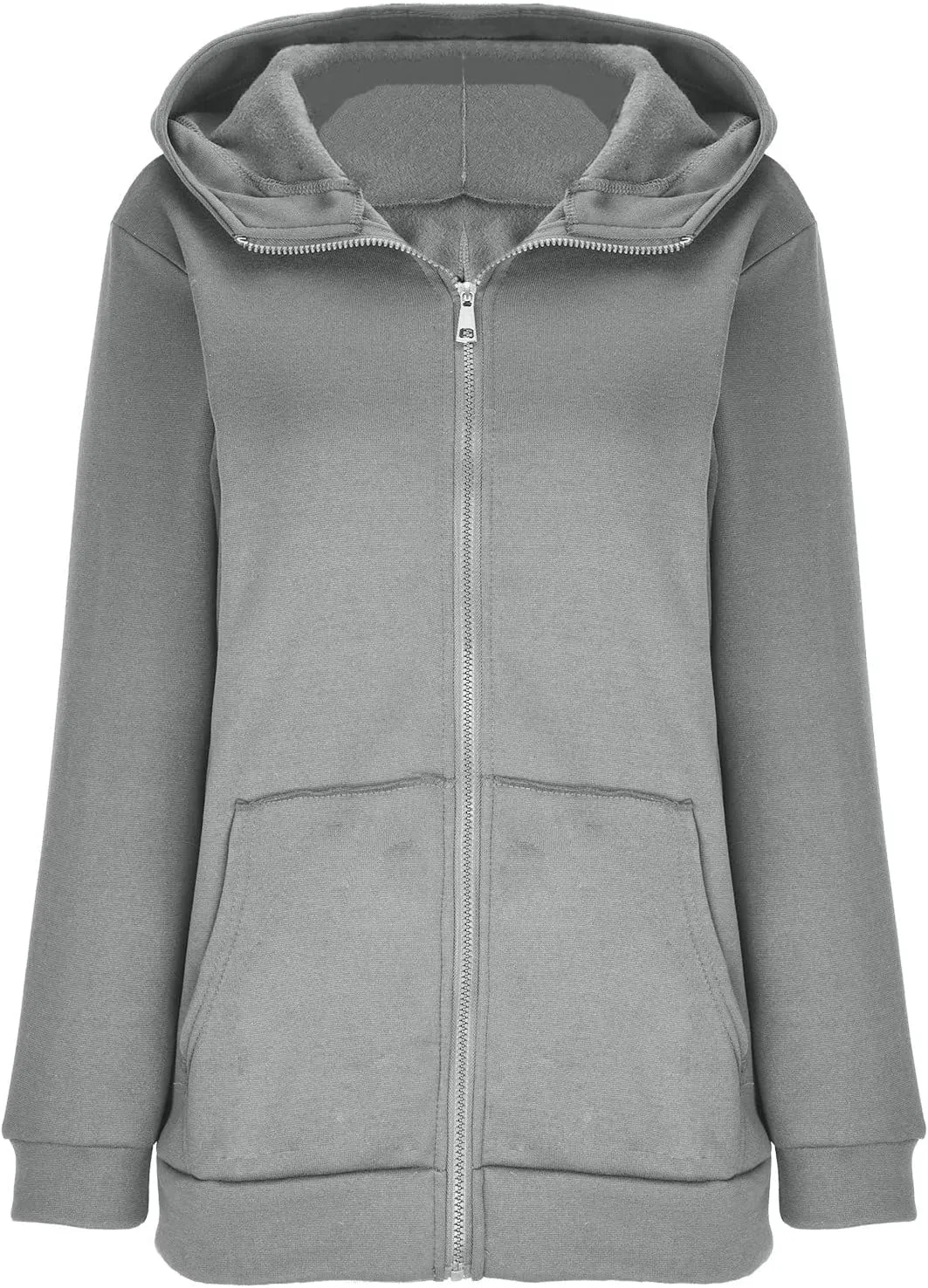 Oversized Zipper Hooded Jackets for Women Plus Size Casual Fleece Long Sleeve Hoodie Sweatshirts with Pocket S-5XL
