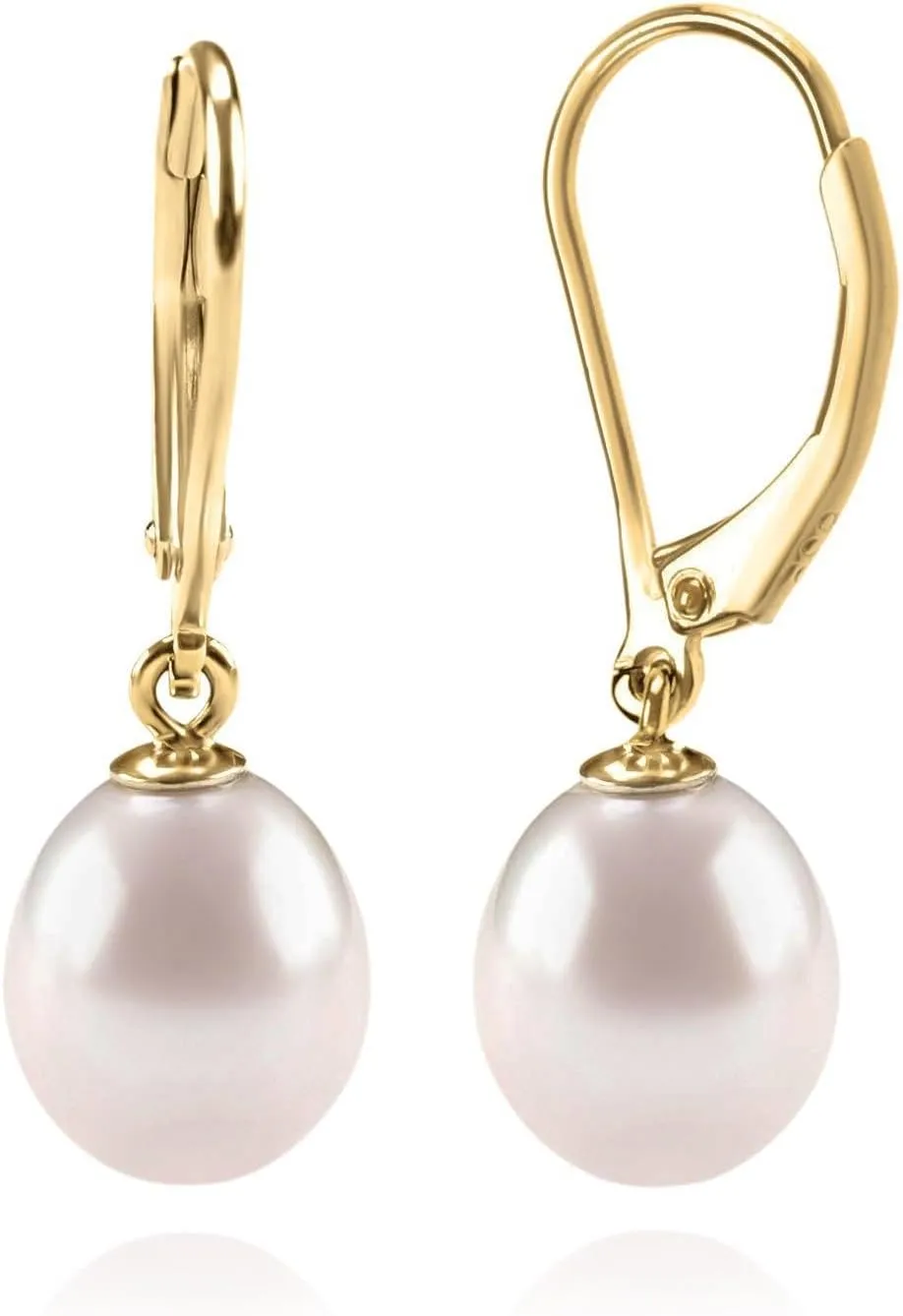 Pearl Drop Dangle Earrings Sterling Silver Parties Wedding Gifts White Dainty Drop Hoop Pearl Modern Earring Studs For Women (1 Pair)